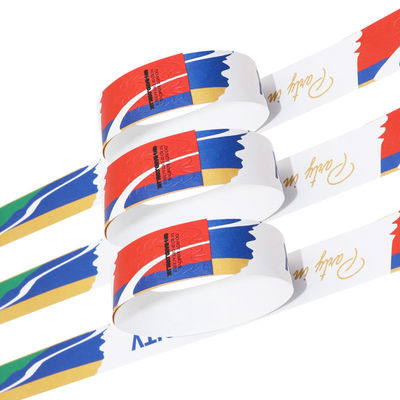 Pulseiras de papel colorido duráveis para eventos sintéticos branco vermelho azul amarelo