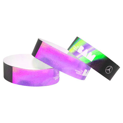Pulseiras de papel impresso personalizado durável para eventos Branco Azul Leve