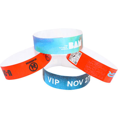 Pulseiras personalizadas Tyvek resistentes à água, Pulseiras para eventos editáveis