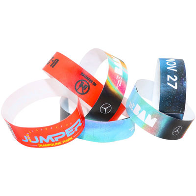Pulseiras de evento de papel de várias cores com logotipo personalizado Branco Vermelho Azul