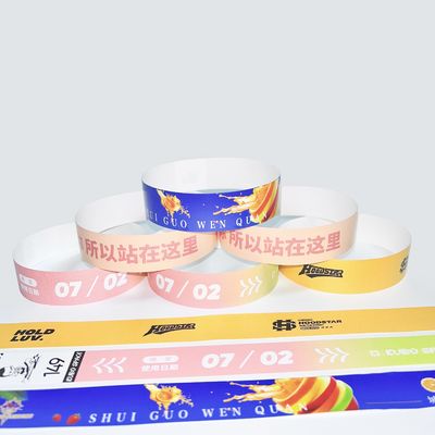 Pulseiras simples de Neon Tyvek, pulseiras de papel à prova d'água para eventos