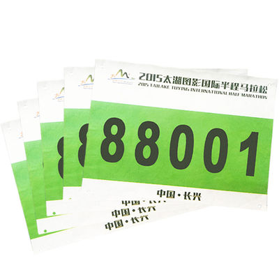 Competição Tyvek Running Bibs, Pinning Race Bib resistente a lágrimas 0,5 mm