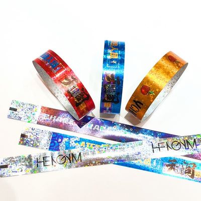 Pulseiras de papel Tyvek impermeáveis ajustáveis com impressão de logotipo personalizado