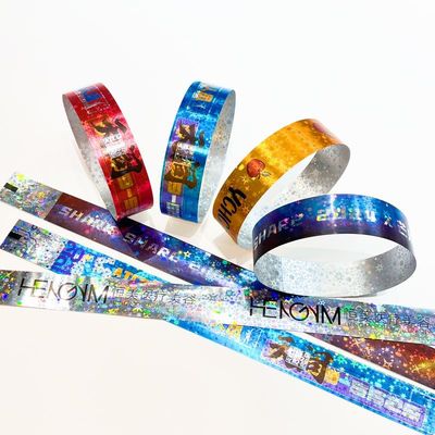 Pulseiras de papel Tyvek personalizadas de várias cores com fechamento rápido
