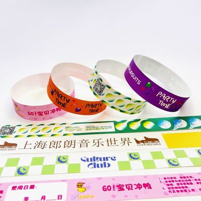 Pulseiras Tyvek coloridas com fechamento rápido, impermeável, numeração sequencial, logotipo personalizado