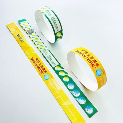 Full Color Snap Closure Tyvek pulseiras papel impermeável Numeração sequencial Barcoding