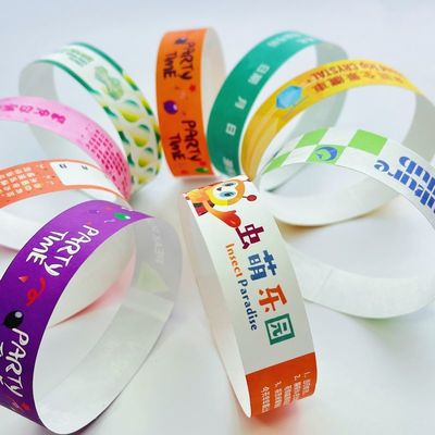 Pulseiras à prova d'água seguras Pulseiras de papel Tyvek com fechamento rápido Impressão a cores completas