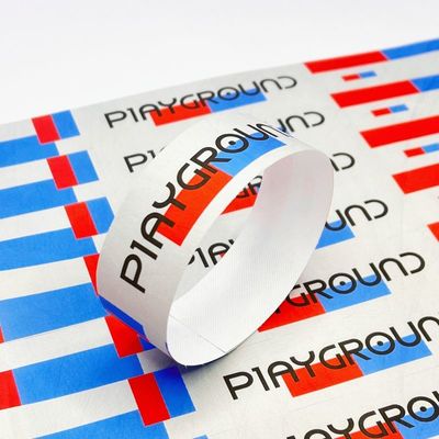 Pulseiras duráveis de papel Tyvek para eventos com código de barras e impressão a cores