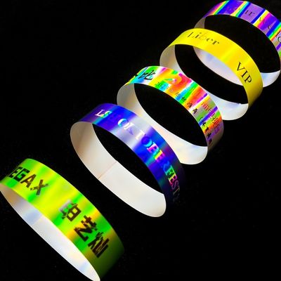 Venda Quente Pulseira de Parque Aquático Brilhante Brilhante Pulseira de Papel Laser Para Eventos de Adultos e Crianças Pulseira