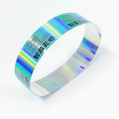Fabrica Grosso Laser Glitter Flash Pulseira Pulsera de Estilo Personalizado Logotipo de Código de Barras Pulseira de Papel Para Eventos