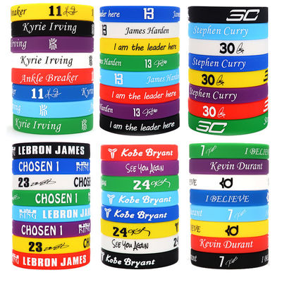 Pulseiras de silicone impressas sob medida Jogos de basquete Star Ball Promoção Multicolor Glow Night Luminous Silicone Band