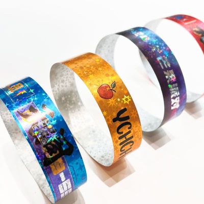 Eventos Glitter Brilhante Pulseira Promocional Impermeável Laser Estrela Pulseira de Papel Eventos Adultos Crianças Pulseira de Admissão