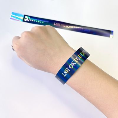 Pulseira de evento personalizada Para crianças adultas Pulseira brilhante Rainbow Laser Glitter Actividade de festa Pulseira de evento