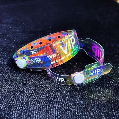 Fornecedor Grátis Pulseira Brilhante Impermeável Palavras Personalizadas Festa Parque de Presentes Eventos Glitter Pulseira Laser Transparente PVC