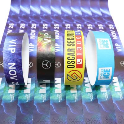 Papel personalizado Tyvek Event Pulseiras Eventos Actividade convidado VIP Identificação de admissão Papel Eventos Pulseira