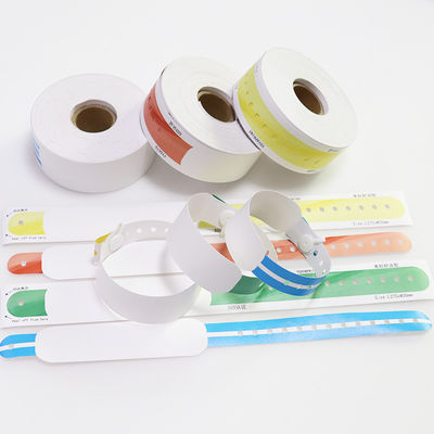 Atacado Pulseiras descartáveis para hospitais Identificação em branco Pulseiras de papel de paciente impressas com jato de tinta sensíveis ao calor