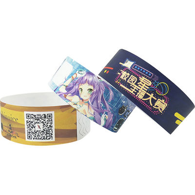 Pulseiras à prova d'água Resistentes a rasgos Codificação de barras Tyvek Eventos Variedade de cores Papel Eventos Pulseira