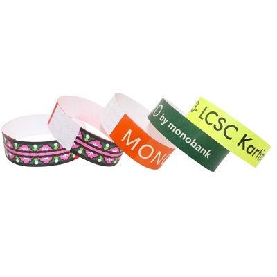 Fabrica resistente ao suor Tyvek Dupont Event Pulseiras Eventos Código de barras Variedade de cores Tyvek Papel Event Bracelet