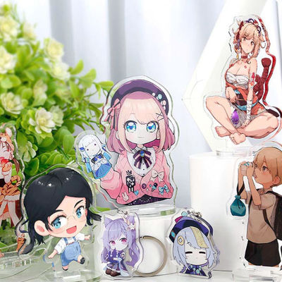Chave de chave acrílica transparente com anel de metal Cartoon personagem durável tela de seda impressa presente ideal Chave de chave acrílica
