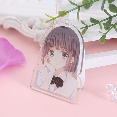Chave de chave acrílica personalizada de personagem de desenho animado com anel de metal