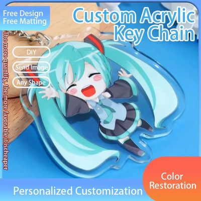 Chave de chave de acrílico transparente com anel de metal