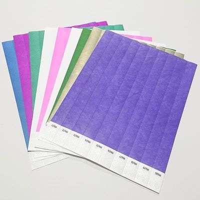 Pulseiras personalizadas para eventos Tyvek com código de barras numeradas à prova d'água para a festa da piscina