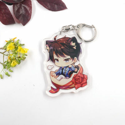Fabricante Custom Cartoon Padrão Impresso Keychain Acrílico Caricatur Cartoon Caráter Carinhoso Charm Keychains Acrílicos