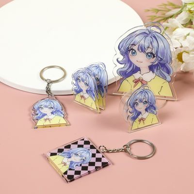 Fabricante Custom Cartoon Pattern Impresso Keychain Acrílico Carinhosos Caricatur Cartoon Character Bag Charm Keychain Acrílico