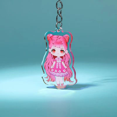 Fabricante Custom Pattern Impresso Keychain Acrílico Carinhosos Caricatur Cartoon Carácter Bolsa Charm Keychain Acrílico
