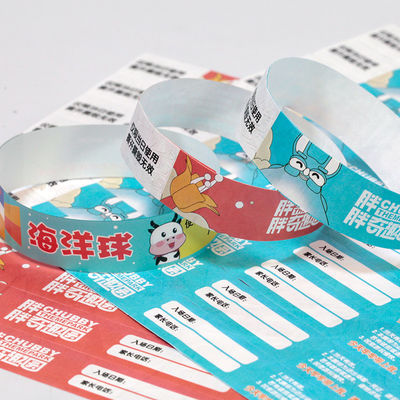 Eventos personalizados Pulseira de papel com código de barras numerado Resistente à água piscina Eventos de identificação de admissão Pulseiras de papel