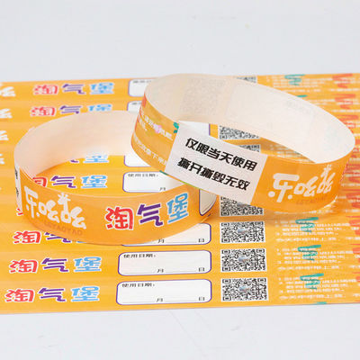 Eventos de fábrica Pulseira de papel com código de barras numerado Resistente à água piscina Identificação do evento Admissão Pulseiras Tyvek