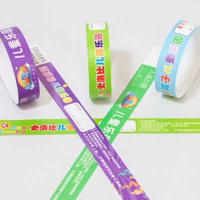 Eventos personalizados PP Pulseira de papel sintético Parque de festas Logotipo da piscina Impresso Entrada à prova d'água Pulseiras de entrada
