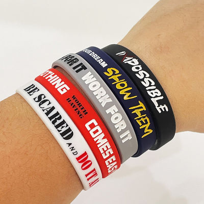 Slogan Palavra de Vigilância Pulseiras de silicone impressas para Festival de esportes de jogo de bola de futebol