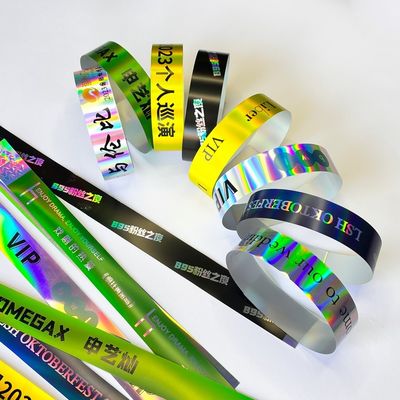 Fabrica Personalização Pulseiras VIP Brilhante Laser Glitter Concerto Festival de Música Participação em atividades Pulseiras Para Adultos Crianças