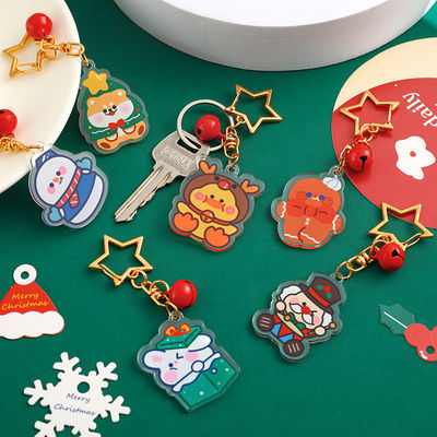 Chave de Natal personalizada com anel de metal e impressão transparente de boneco de neve