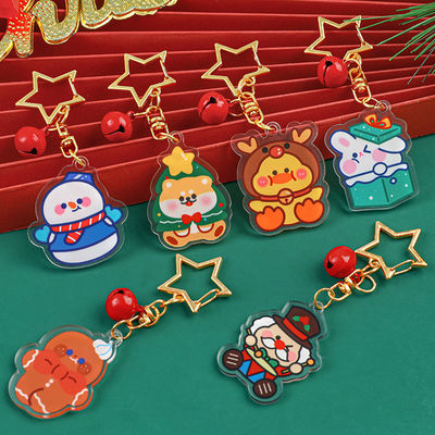 Homem de Neve de Natal Chave de Chave de Acrílico Impresso Key Ring para decoração festiva