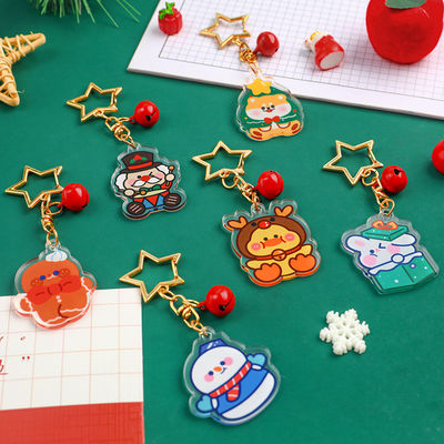 Festa de Natal Chave de Chave Acrílica Chave de Chave Anel Bonito Duque de Neve Impressão e Material Durável