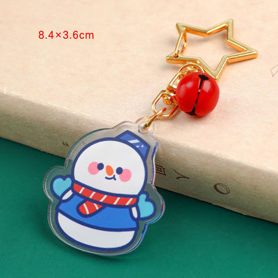 Feira de Natal Snowman Keychain com anexo de anel de metal e espessura de 2 mm