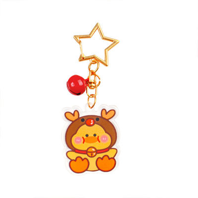 Festa de Natal Chave de Chave Acrílica Personalizada Anel de Chave Transparente Cartoons Carinhosos Festa de Natal Homem de Neve Chave de Chave