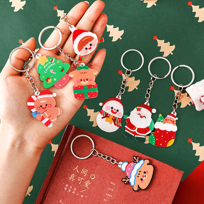 Anel de chave do boneco de neve com acrílico e metal transparente
