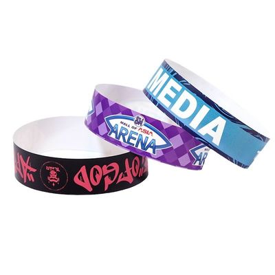 Tamanho ajustável Tyvek pulseiras de papel à prova d'água resistente ao calor para gestão de eventos