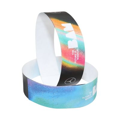 Pulseiras Tyvek com logotipo personalizado e proteção impermeável para gerenciamento de eventos