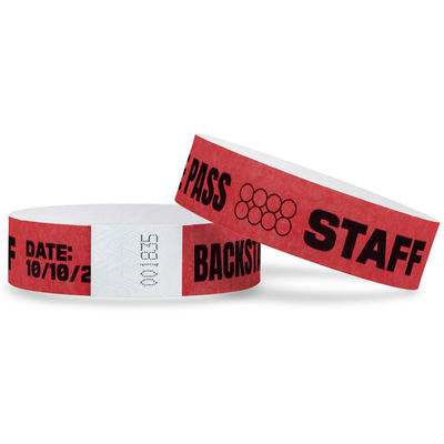 Impressão a cores completas Pulseiras de papel Tyvek personalizáveis para controle de multidão fácil