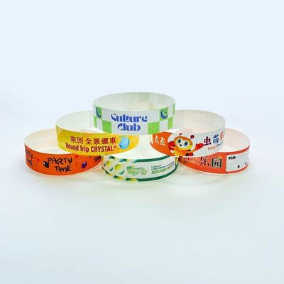 Logotipo personalizado Impresso Tyvek pulseiras de papel Snap fechamento controle de multidão fácil e seguro