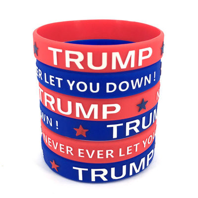 Eventos Publicitários Pulseira Custom Trump Pulseiras de silicone com impressão de transferência de calor