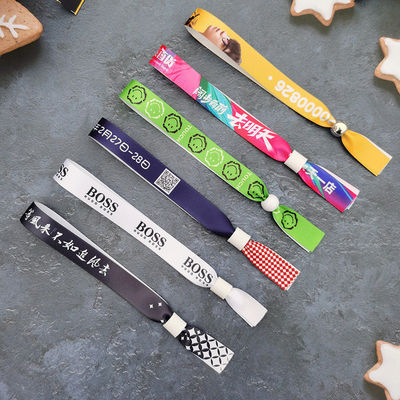 Pulseiras de tecido tecido pulseiras de tecido pulseira para vários eventos ajustável descartável OEM aceito Impresso em um ou dois lados