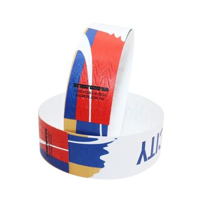 Fabricante chinês Número de série Tyvek Material Pulseira Impermeável Impressão a cores completas Com o seu logotipo personalizado