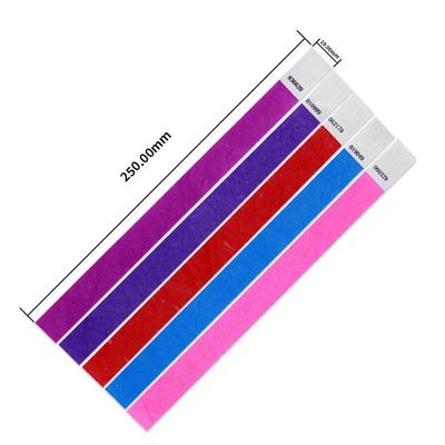 Impressão a cores completas Pulseiras de papel Tyvek ajustáveis para melhorar a segurança do evento Numeração sequencial Código de barras incluído