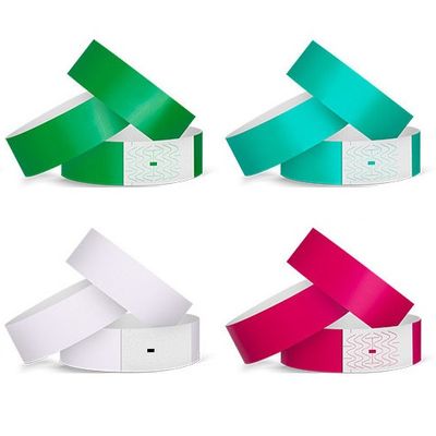 Pulseiras de papel personalizadas impermeáveis para eventos com fechamento rápido em várias cores