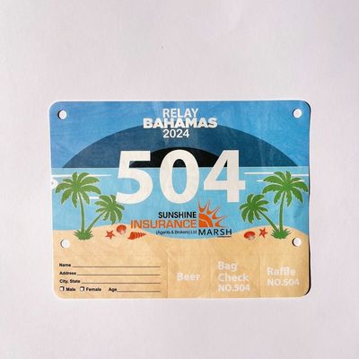 Alta resistência ao rasgão Imprimível Corredor de corrida Chip Números de bib de corrida para evento de maratona
